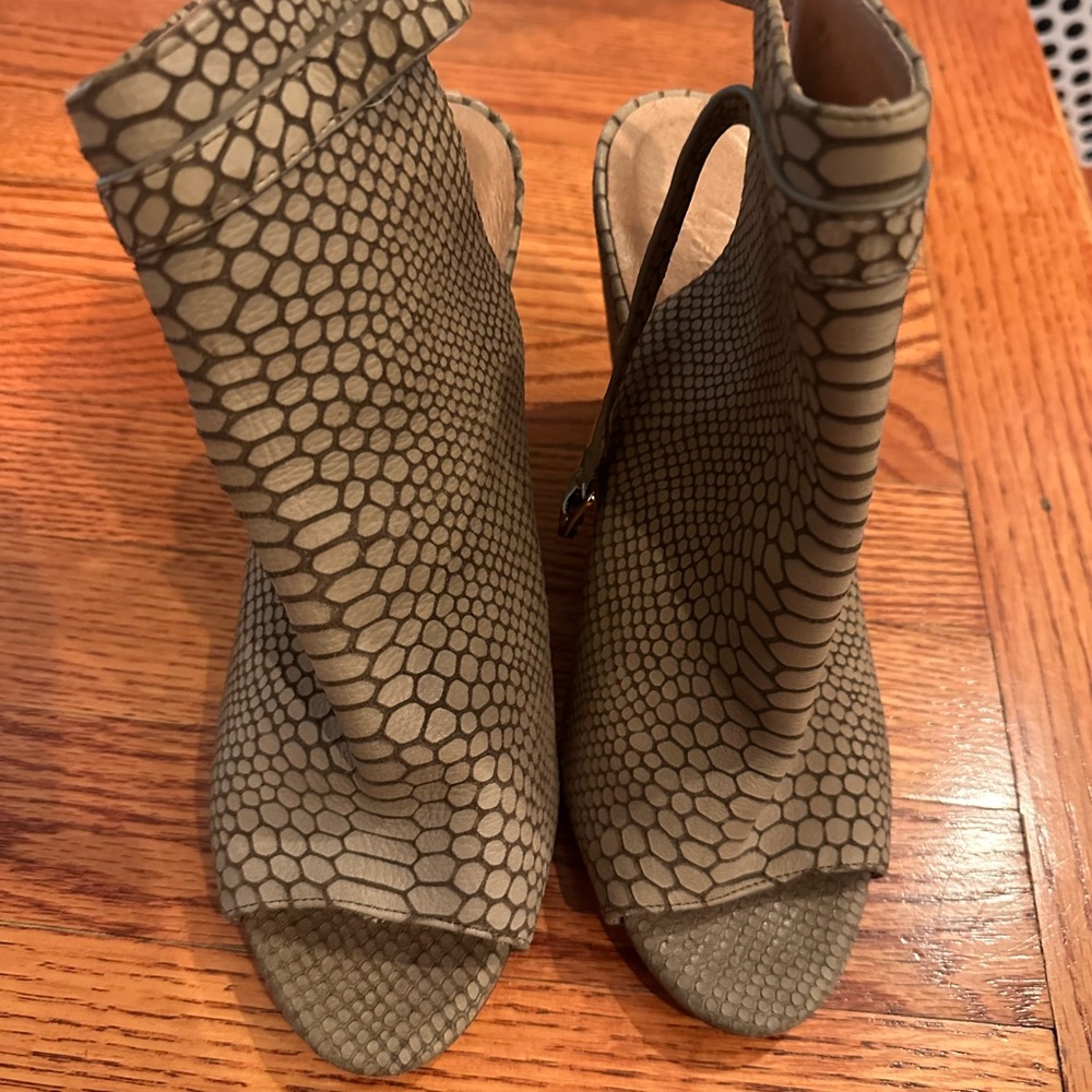 Joie Tan Heeled Boots with Peep-Toe Design